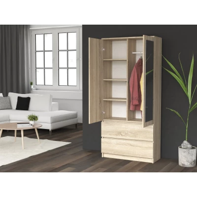 Kleiderschrank 90 cm mit Spiegel TAAVI – Eiche sonoma