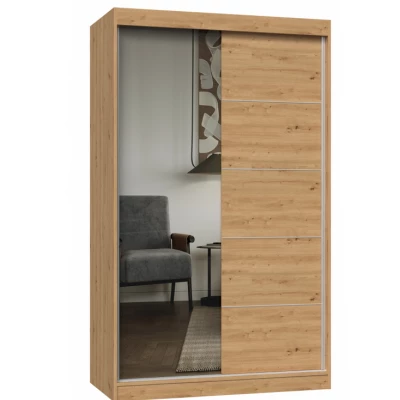 Kleiderschrank 120 cm mit Spiegel RANNO 8 – Eiche artisan