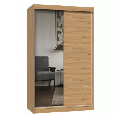 Kleiderschrank 120 cm mit Spiegel RANNO 8 – Eiche artisan