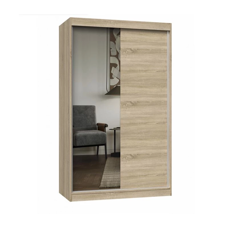 Kleiderschrank 120 cm mit Spiegel RANNO 7 – Eiche sonoma