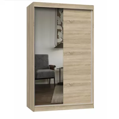 Kleiderschrank 120 cm mit Spiegel RANNO 7 – Eiche sonoma