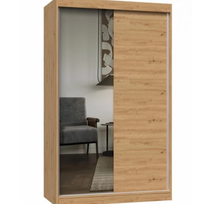 Kleiderschrank 120 cm mit Spiegel RANNO 7 – Eiche artisan