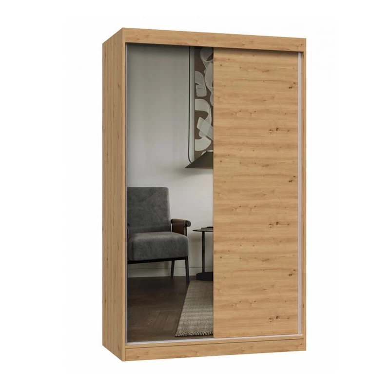 Kleiderschrank 120 cm mit Spiegel RANNO 7 – Eiche artisan