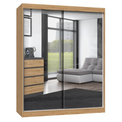 Kleiderschrank 160 cm mit Spiegel RANNO 6 – Eiche artisan