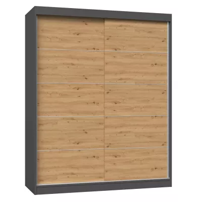 Kleiderschrank 160 cm mit Schiebetüren RANNO 5 – Eiche artisan / anthrazit