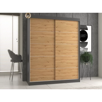 Kleiderschrank 160 cm mit Schiebetüren RANNO 5 – Eiche artisan / anthrazit