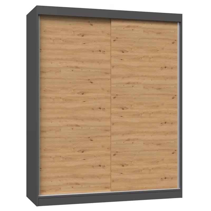 Kleiderschrank 160 cm mit Schiebetüren RANNO 4 – Eiche artisan / anthrazit