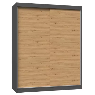 Kleiderschrank 160 cm mit Schiebetüren RANNO 4 – Eiche artisan / anthrazit