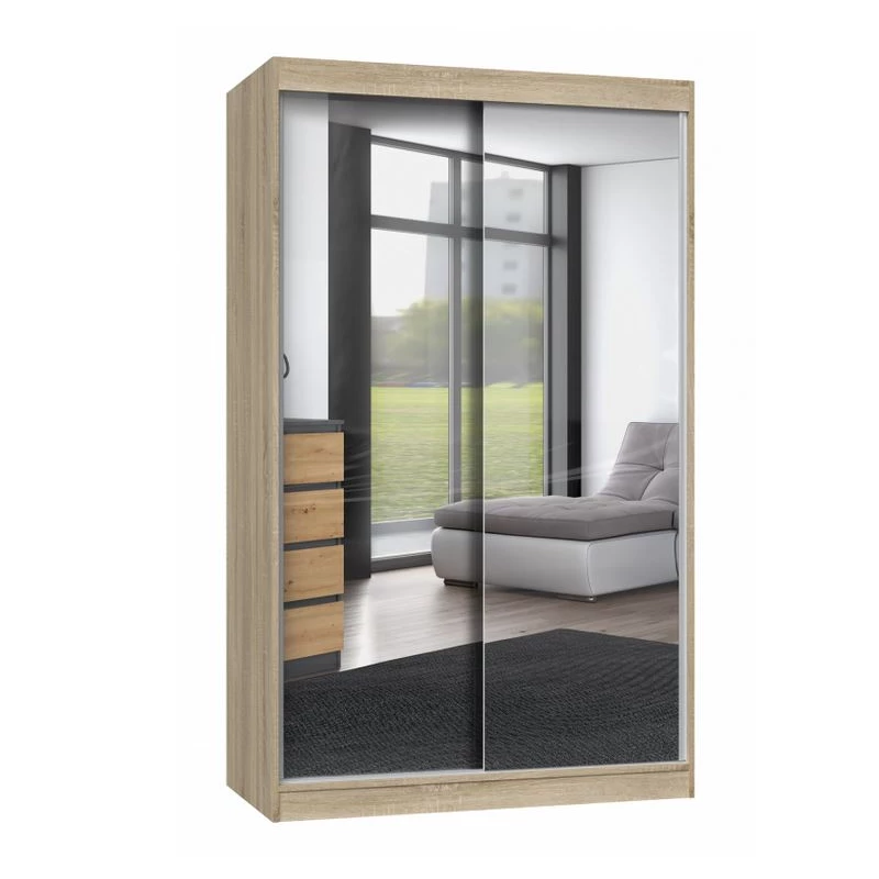 Kleiderschrank 120 cm mit Spiegel RANNO 3 – Eiche sonoma