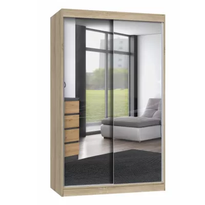 Kleiderschrank 120 cm mit Spiegel RANNO 3 – Eiche sonoma