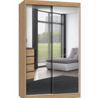 Kleiderschrank 120 cm mit Spiegel RANNO 3 – Eiche artisan