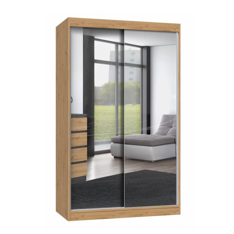 Kleiderschrank 120 cm mit Spiegel RANNO 3 – Eiche artisan