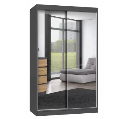 Kleiderschrank 120 cm mit Spiegel RANNO 3 – Eiche artisan / anthrazit