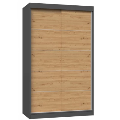 Kleiderschrank 120 cm mit Schiebetüren RANNO 2 – Eiche artisan / anthrazit