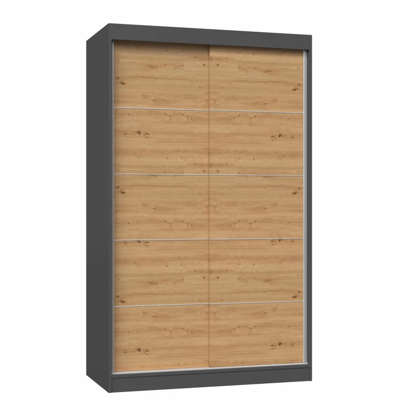 Kleiderschrank 120 cm mit Schiebetüren RANNO 2 – Eiche artisan / anthrazit