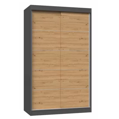 Kleiderschrank 120 cm mit Schiebetüren RANNO 2 – Eiche artisan / anthrazit