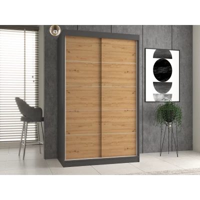 Kleiderschrank 120 cm mit Schiebetüren RANNO 2 – Eiche artisan / anthrazit