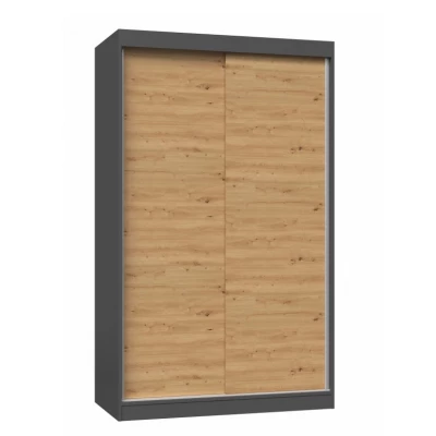 Kleiderschrank 120 cm mit Schiebetüren RANNO 1 – Eiche artisan / anthrazit