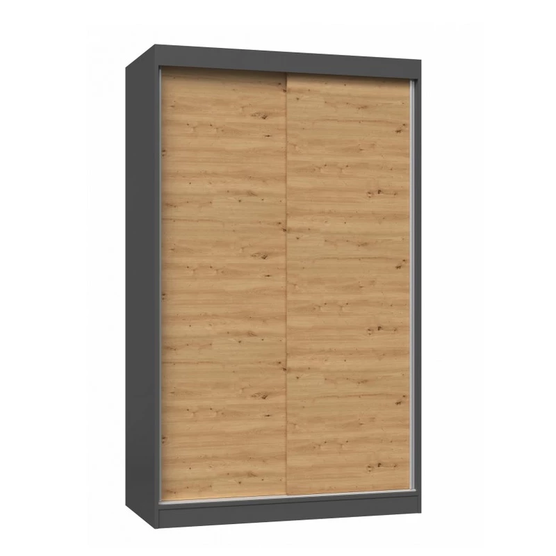 Kleiderschrank 120 cm mit Schiebetüren RANNO 1 – Eiche artisan / anthrazit