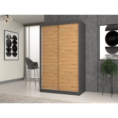 Kleiderschrank 120 cm mit Schiebetüren RANNO 1 – Eiche artisan / anthrazit