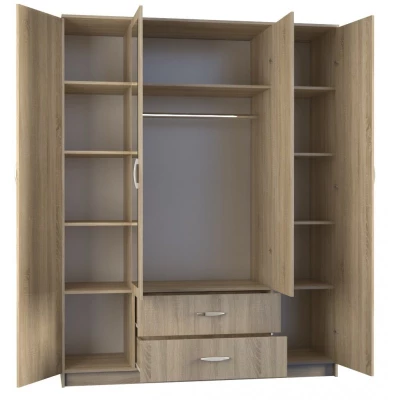 Kleiderschrank 160 cm mit Spiegel und Schubladen RAGNAR – Eiche sonoma