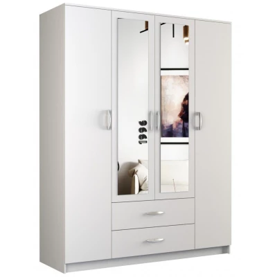 Kleiderschrank 160 cm mit Spiegel und Schubladen RAGNAR – weiß