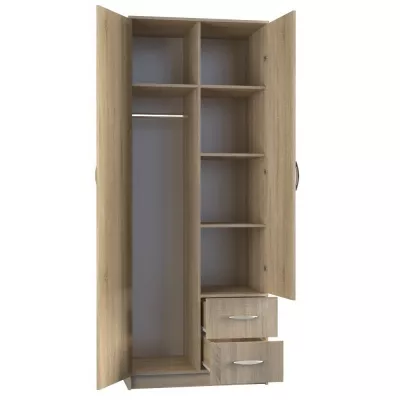 Kleiderschrank 80 cm mit Spiegel und Schubladen RAGNAR – Eiche sonoma