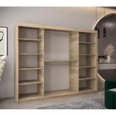 Kleiderschrank mit Spiegel ANNA – Breite 250 cm, Eiche sonoma / weiß