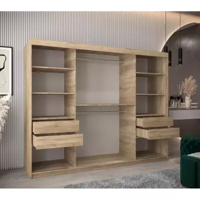 Kleiderschrank mit Spiegel ANNA – Breite 250 cm, Eiche sonoma