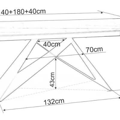 Ausziehbarer Esstisch VIDOR 2 – 180x90, weißer Marmor / Schwarz