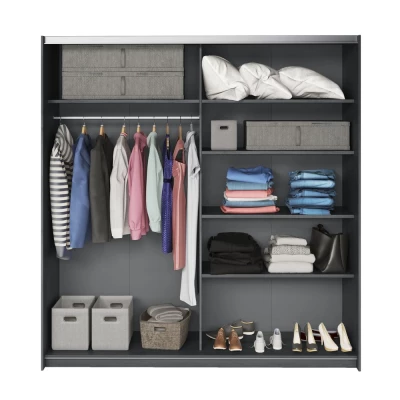 Schrank mit Spiegel SARA – Breite 200 cm, Eiche Carbon