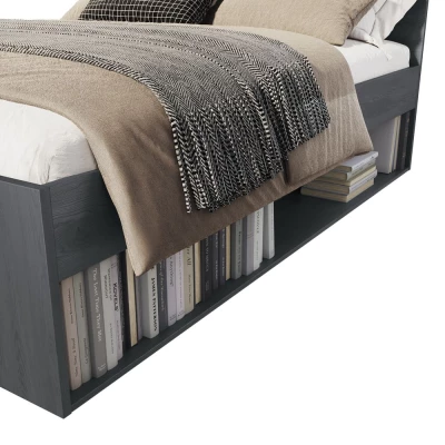 Bett mit gepolstertem Kopfteil SARA – 180x200, Eiche Carbon