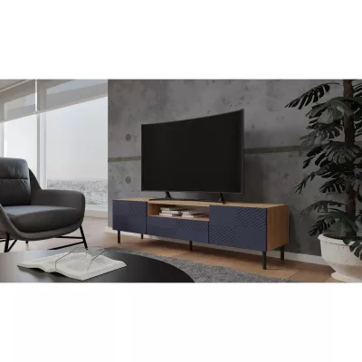 Breite TV-Bank FREDO 3 – braun / blau