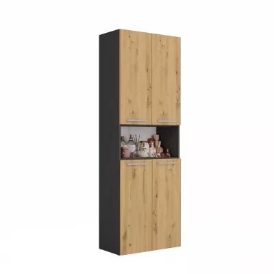 Badschrank mit Wäschekorb ATSO 4 – Artisan-Eiche / Anthrazit