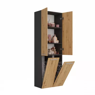 Badschrank mit Wäschekorb ATSO 2 – Artisan-Eiche / Anthrazit