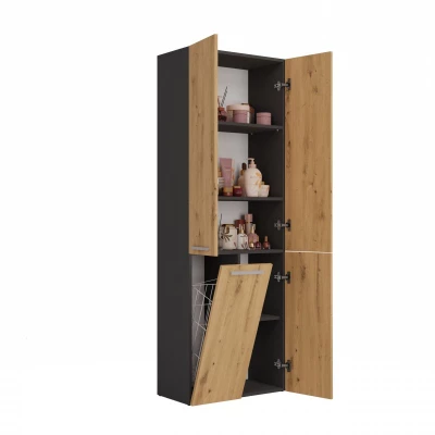 Badschrank mit Wäschekorb ATSO 1 – Artisan-Eiche / Anthrazit