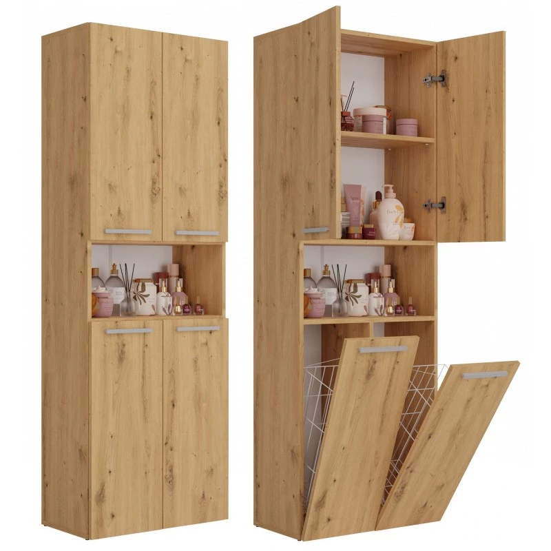 Badschrank mit Wäschekorb ATSO 4 – Artisan-Eiche