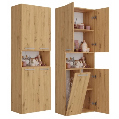 Badschrank mit Wäschekorb ATSO 3 – Artisan-Eiche