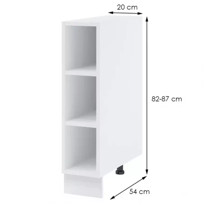 Unterer offener Schrank AYLA – Breite 20 cm, weiß, Beine 10 cm