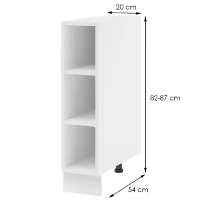 Unterer offener Schrank AYLA – Breite 20 cm, weiß, Beine 10 cm