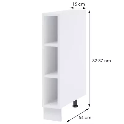 Unterer offener Schrank AYLA – Breite 15 cm, weiß, Beine 10 cm