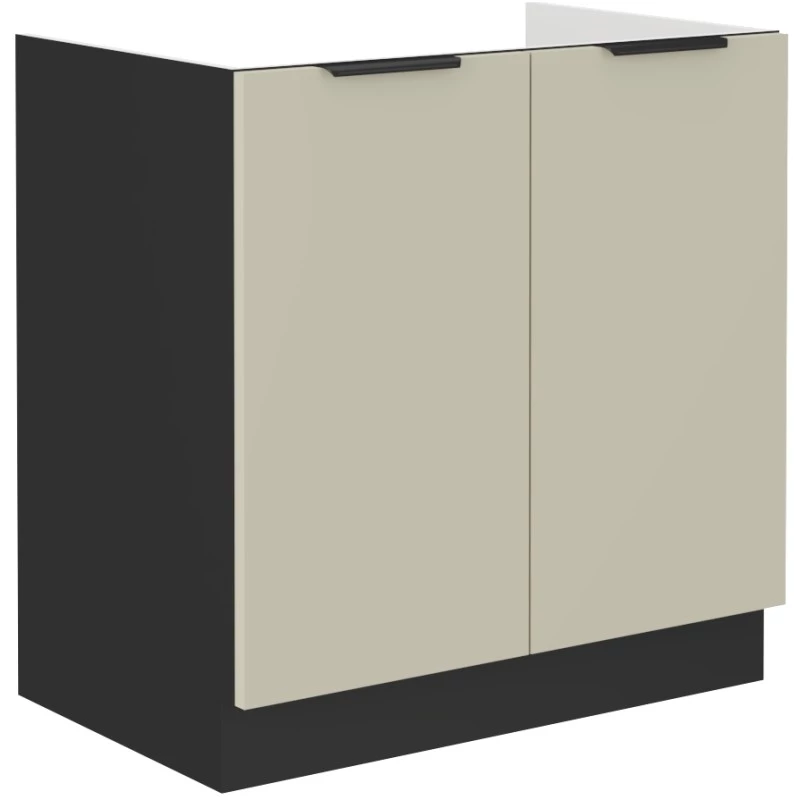 Spülenschrank AGAFIJA – Breite 80 cm, Cashmere / Schwarz