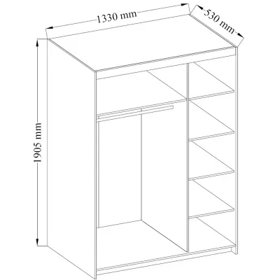 Dreitüriger Kleiderschrank mit Spiegel ADELINA – Breite 133 cm, weiß