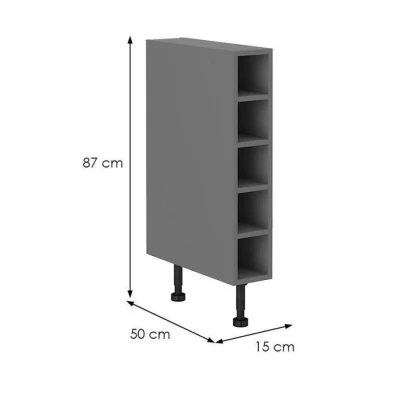 Unterer offener Schrank NELJA – Breite 15 cm, Anthrazit