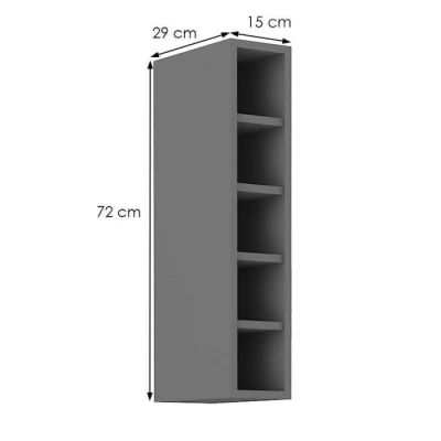 Oberer offener Schrank NELJA – Breite 15 cm, Anthrazit