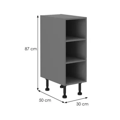 Unterer offener Schrank NELJA – Breite 30 cm, Anthrazit