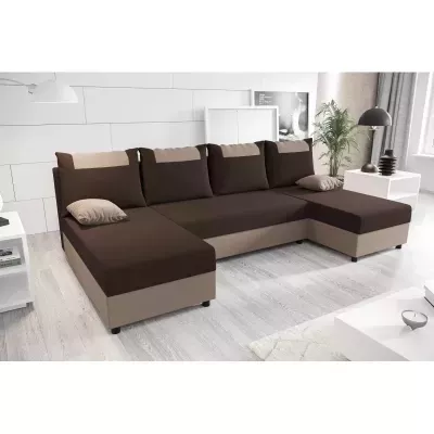 U-förmige Schlafcouch SANVI – Braun/Dunkelbraun