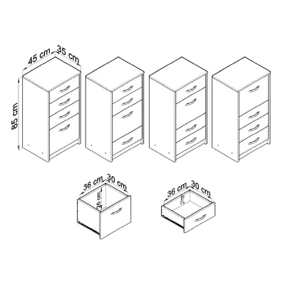 IBOJA Schubladenschrank schmal – Graphit / Wotan-Eiche