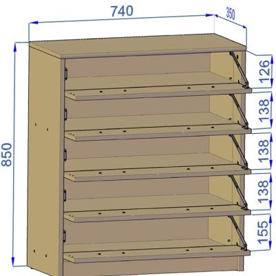 Praktischer Schuhschrank IBOJA – Graphit / Wotan-Eiche