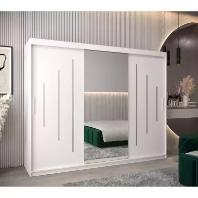 Kleiderschrank mit Spiegel ANNA – Breite 250 cm, weiß